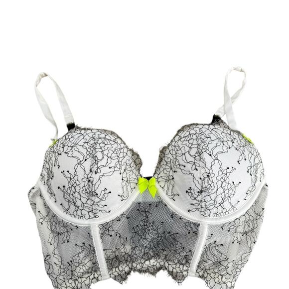 Victoria's Secret White and Black Lace Very Sexy Buste Demi Size 34C - Picture 1 of 7
